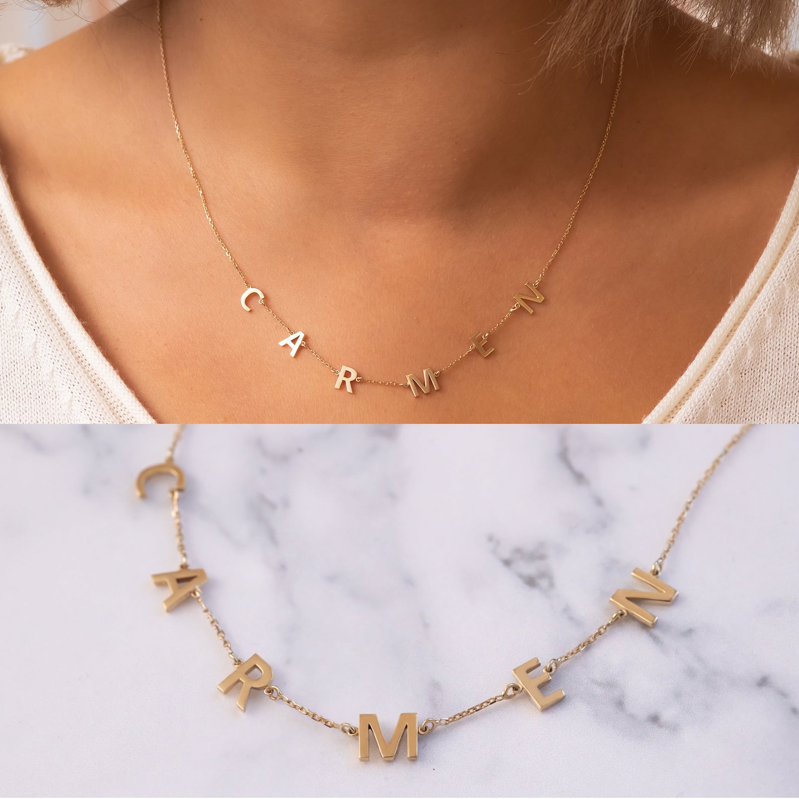 Custom Linked-Letter Necklace • Personalized 925 Sterling Silver & Plating Options