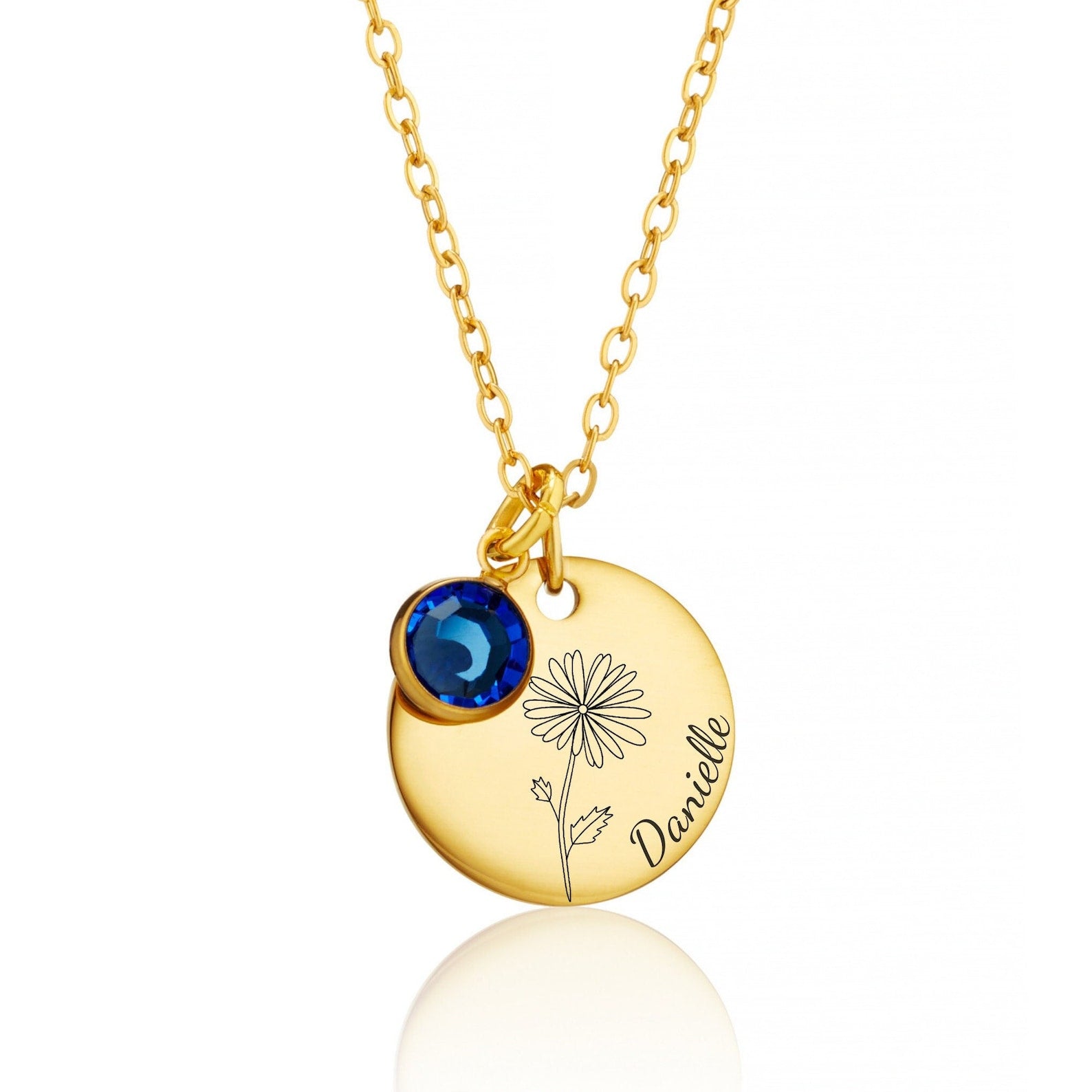 Personalized Birth Flower & Birthstone Necklace – Custom Name Jewellery Gift