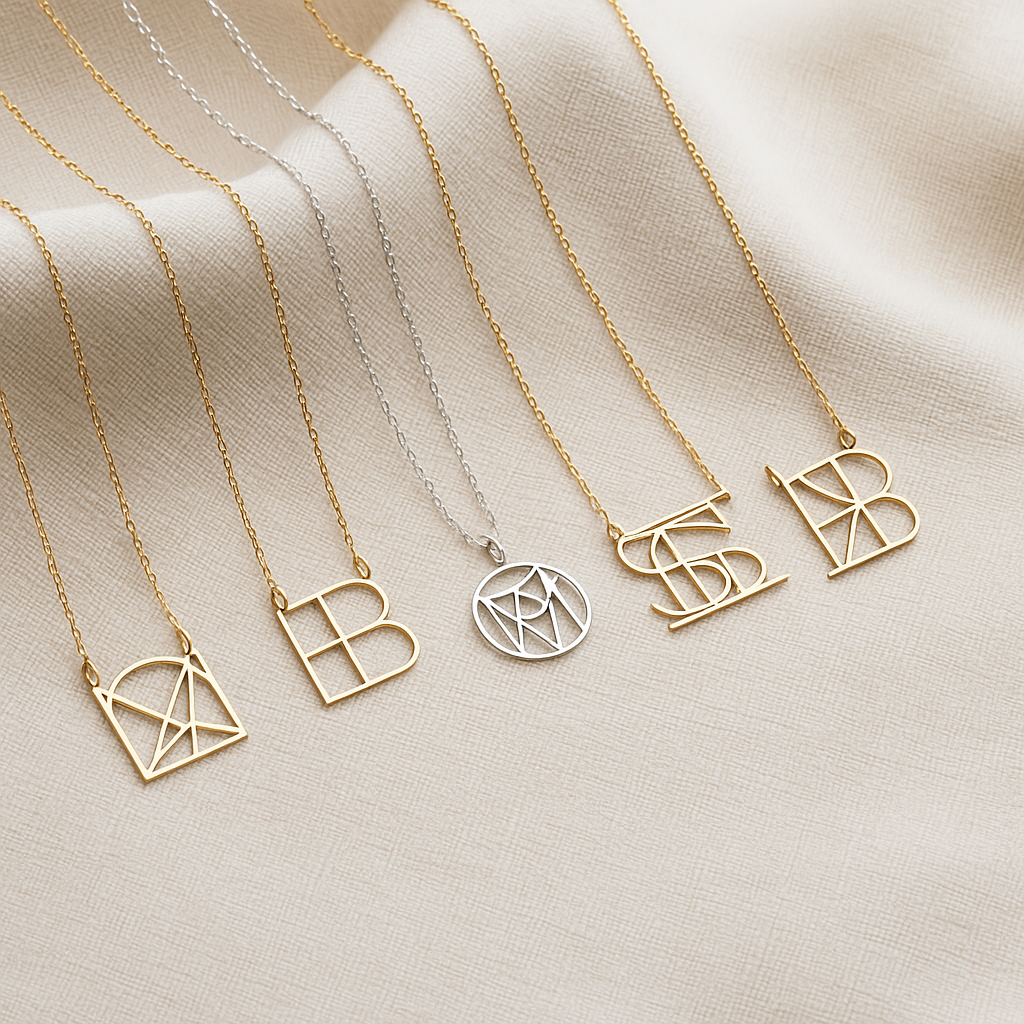 Custom Geometric Name Logo Necklace – One-of-a-Kind Personalized Gift
