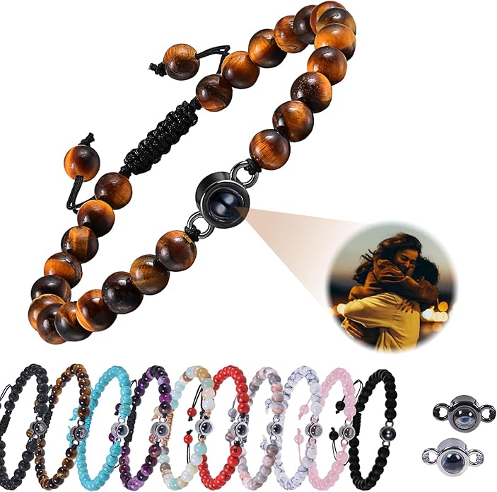 Chinese-Style Lucky Stone Bracelet – Custom Nano-Projection Photo Bracelet