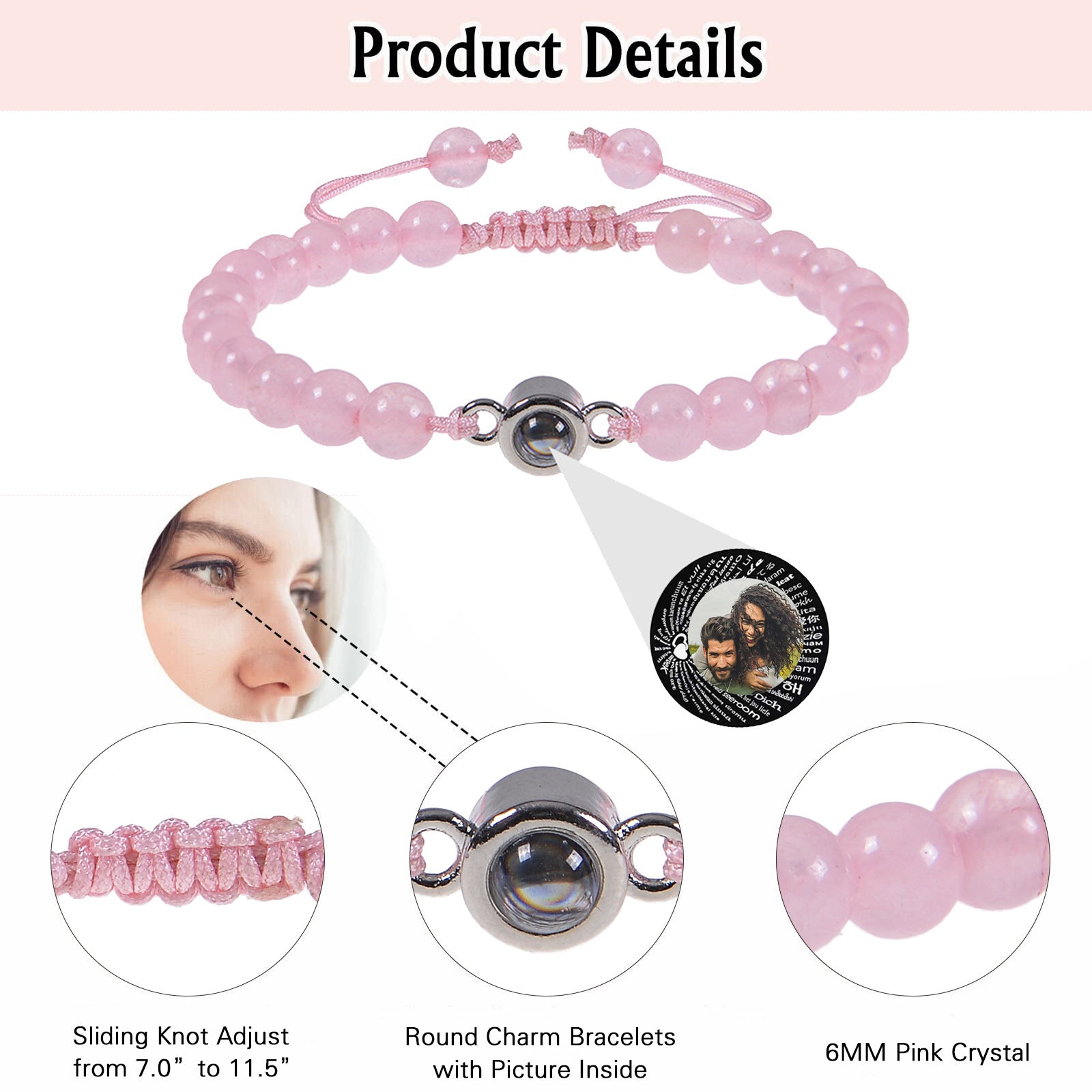 Chinese-Style Lucky Stone Bracelet – Custom Nano-Projection Photo Bracelet