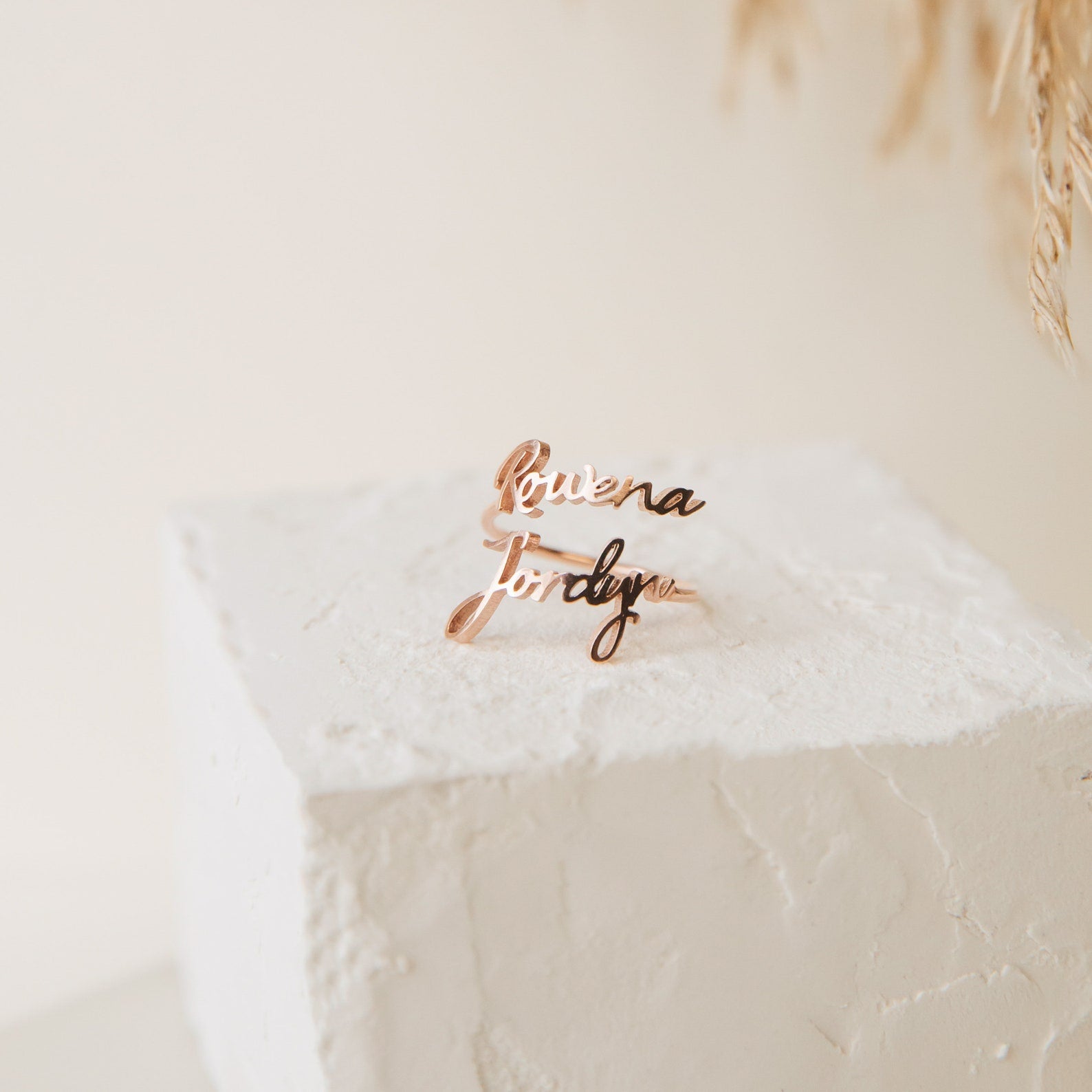 Custom Double Name Ring • Personalized 925 Sterling Silver & Plating Options