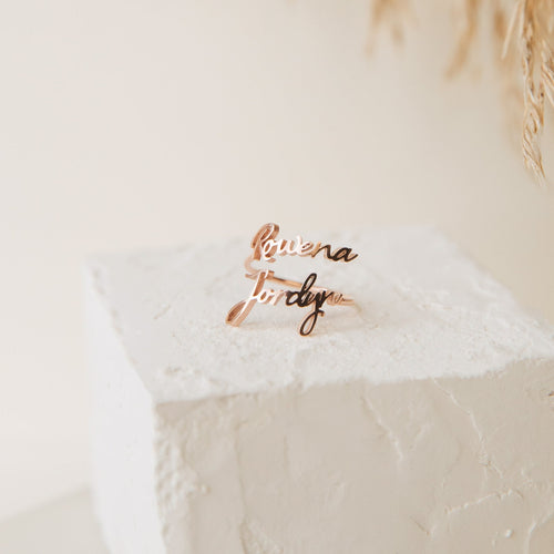 Custom Double Name Ring • Personalized 925 Sterling Silver & Plating Options