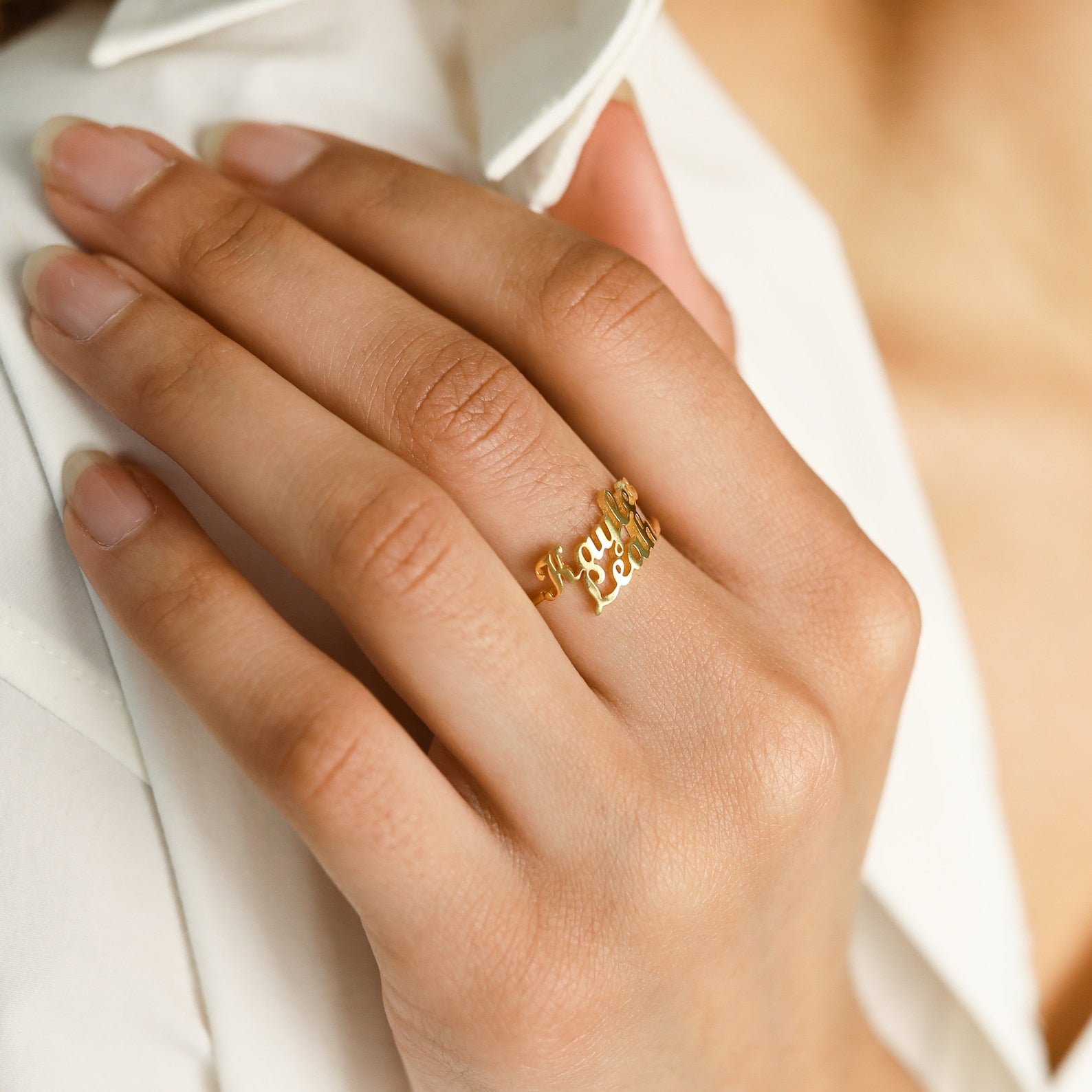 Custom Double Name Ring • Personalized 925 Sterling Silver & Plating Options
