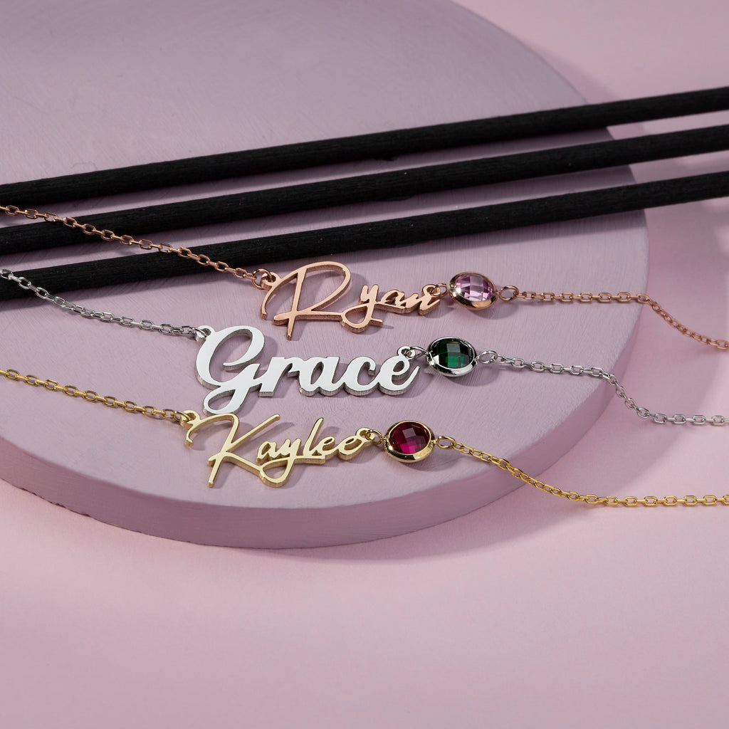 Personalized Birthstone Name Bracelet