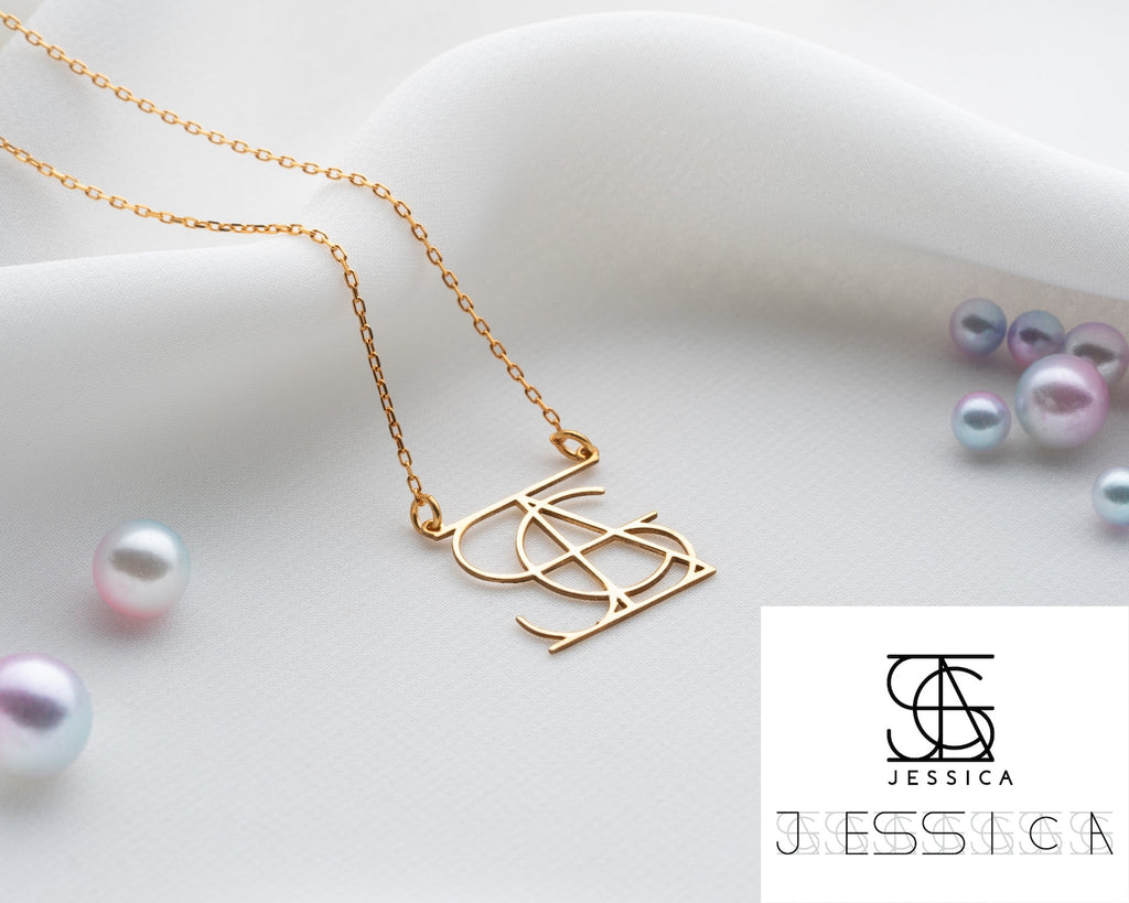 Custom Geometric Name Logo Necklace – One-of-a-Kind Personalized Gift