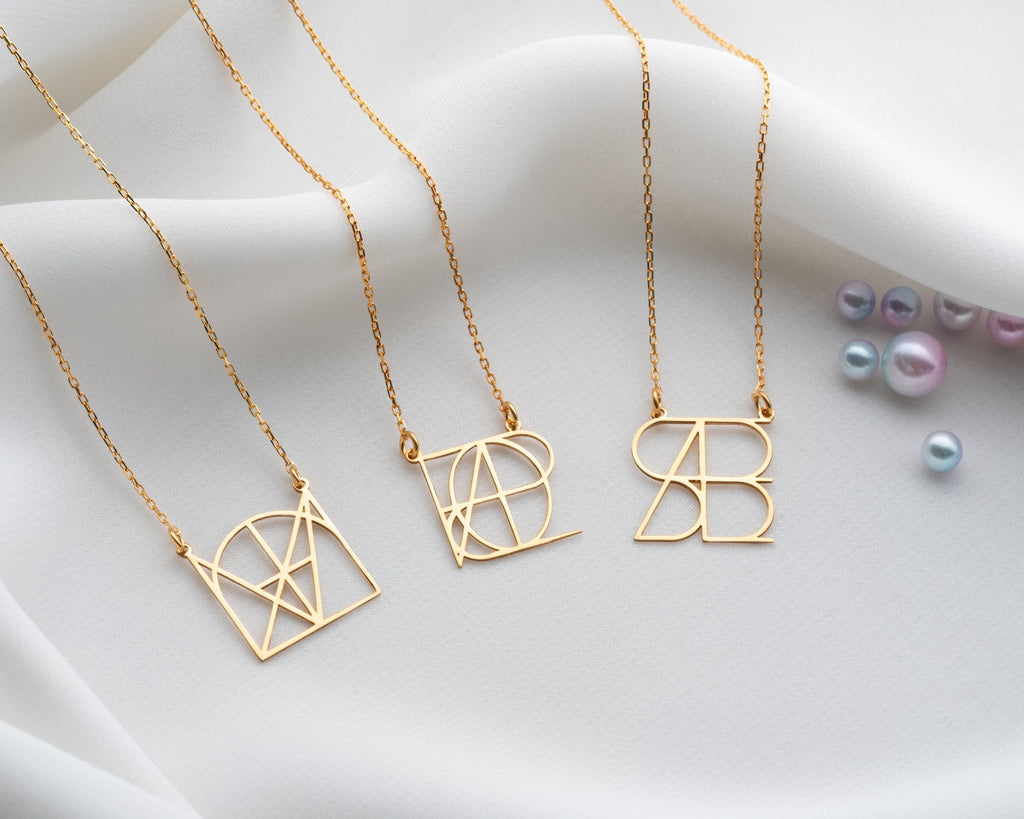 Custom Geometric Name Logo Necklace – One-of-a-Kind Personalized Gift