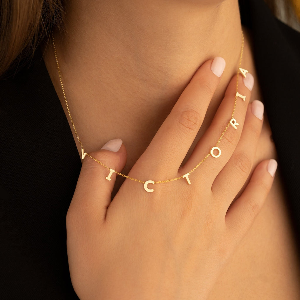 Custom Linked-Letter Necklace • Personalized 925 Sterling Silver & Plating Options