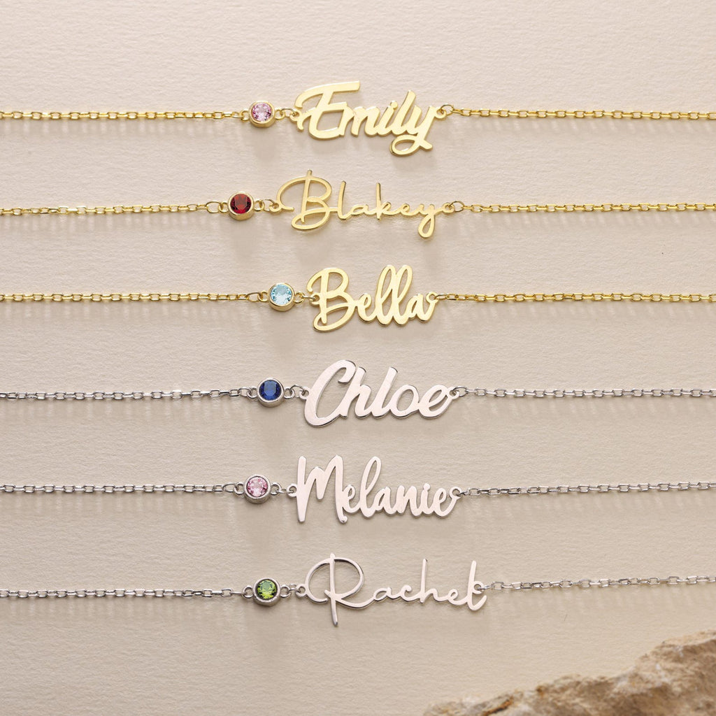 Personalized Birthstone Name Bracelet