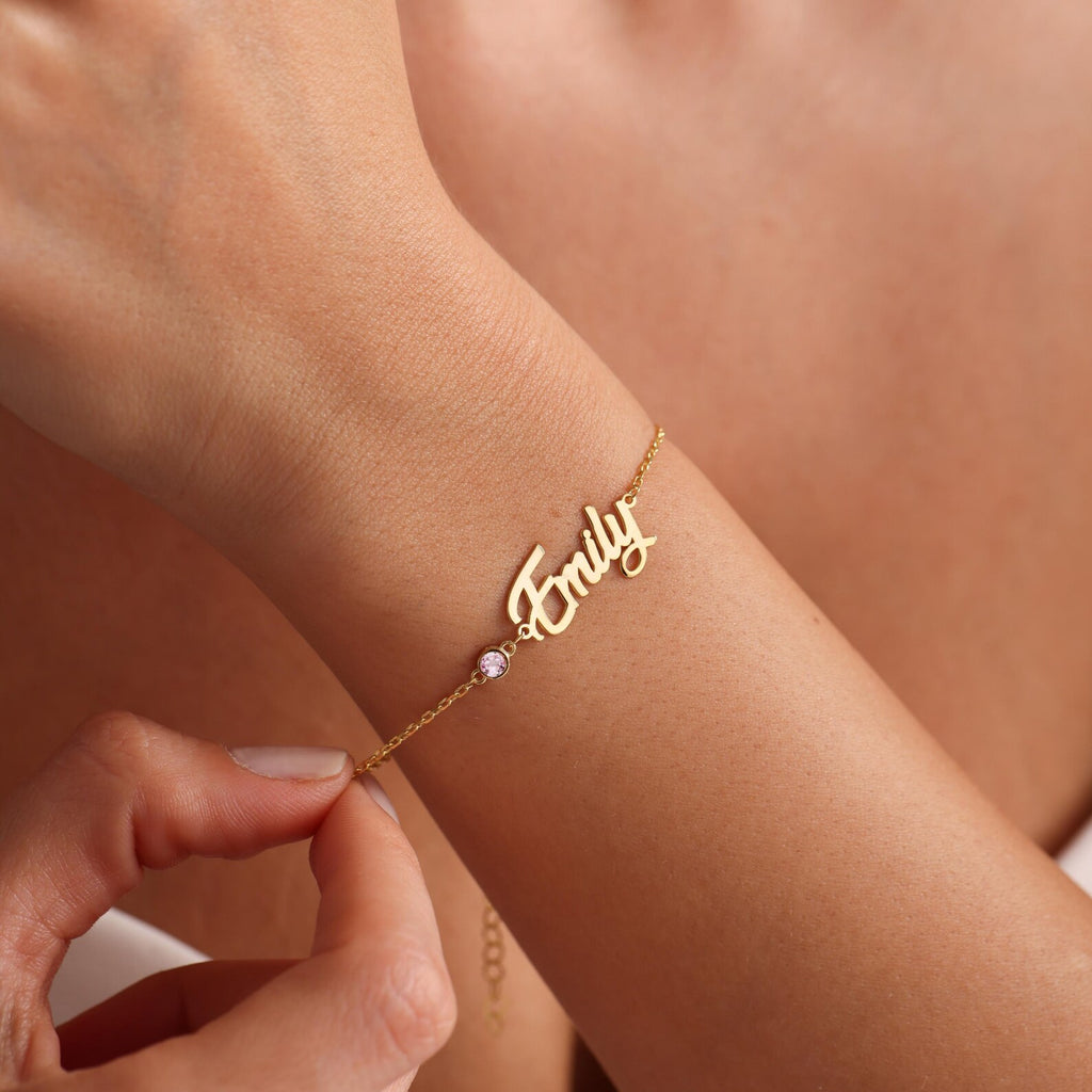 Personalized Birthstone Name Bracelet