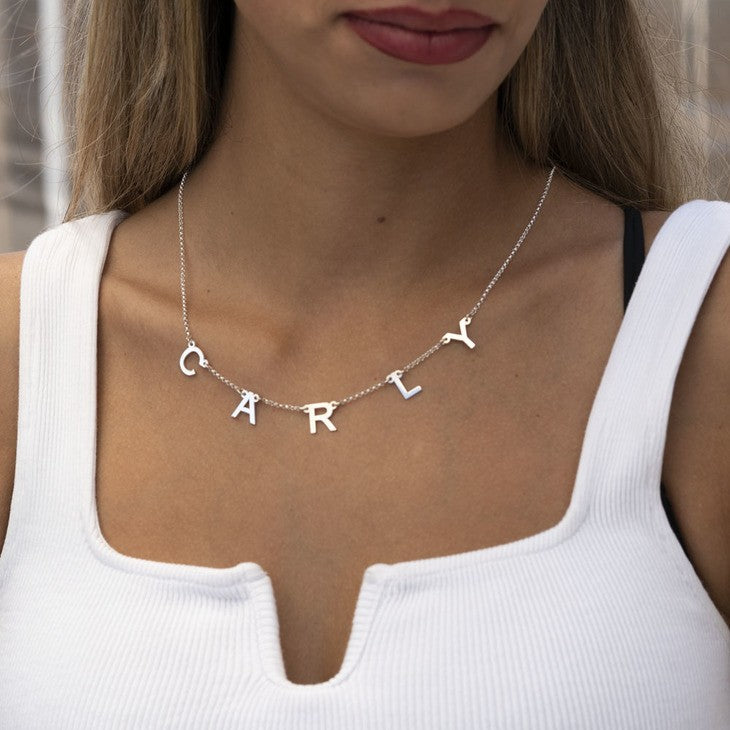 Custom Linked-Letter Necklace • Personalized 925 Sterling Silver & Plating Options